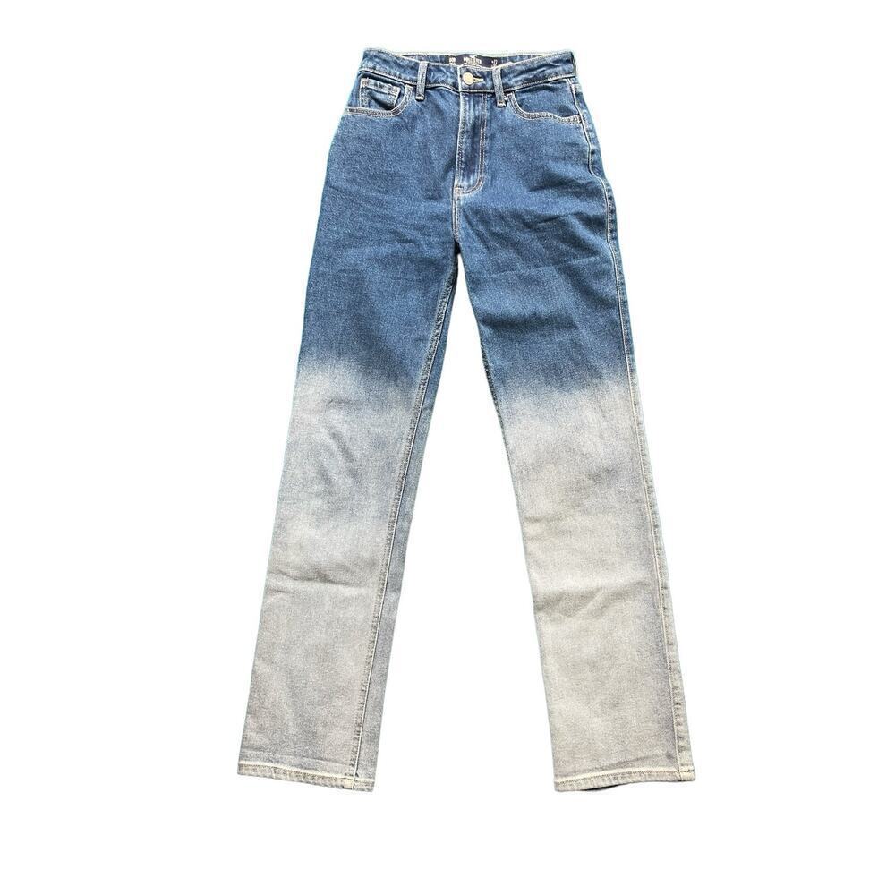 Hollister Blue and White Gradient Straight Leg Jeans